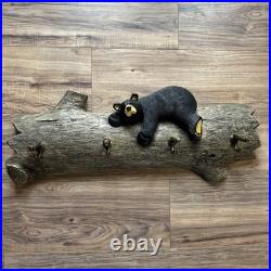 Big Sky Carvers JASPER bear Jeff Fleming coat rack 4 hook lodge cabin towel hat