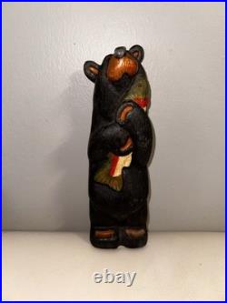 Big Sky Carvers Jeff Fleming 12 Wood Carved Black Bear with Fish Hand Painted
