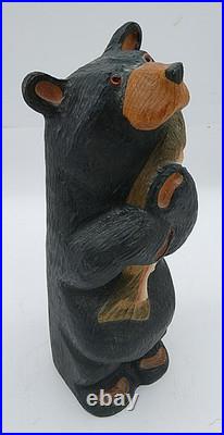 Big Sky Carvers Jeff Fleming 12 Wood Carved Black Bear with Fish Hand Painted