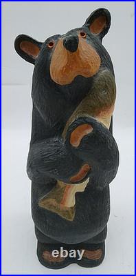 Big Sky Carvers Jeff Fleming 12 Wood Carved Black Bear with Fish Hand Painted