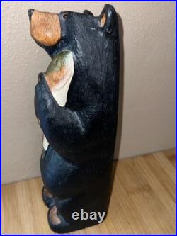 Big Sky Carvers Jeff Fleming 12 Wood Carved Black Bear with Fish Hand Painted