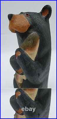 Big Sky Carvers Jeff Fleming 12 Wood Carved Black Bear with Fish Hand Painted