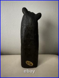 Big Sky Carvers Jeff Fleming 12 Wood Carved Black Bear with Fish Hand Painted