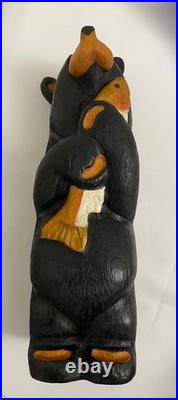 Big Sky Carvers Jeff Fleming 12 Wood Carved Black Bear with Fish Hand Painted
