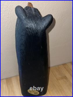 Big Sky Carvers Jeff Fleming 12 Wood Carved Black Bear with Fish Hand Painted