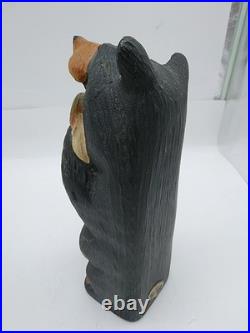 Big Sky Carvers Jeff Fleming 12 Wood Carved Black Bear with Fish Hand Painted