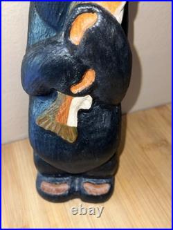 Big Sky Carvers Jeff Fleming 12 Wood Carved Black Bear with Fish Hand Painted
