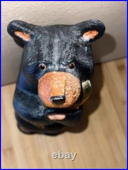 Big Sky Carvers Jeff Fleming 12 Wood Carved Black Bear with Fish Hand Painted
