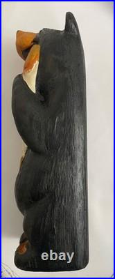 Big Sky Carvers Jeff Fleming 12 Wood Carved Black Bear with Fish Hand Painted