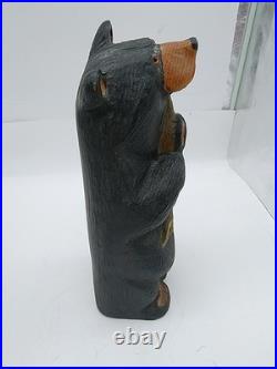 Big Sky Carvers Jeff Fleming 12 Wood Carved Black Bear with Fish Hand Painted
