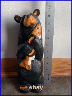 Big Sky Carvers Jeff Fleming 12 Wood Carved Black Bear with Fish Hand Painted