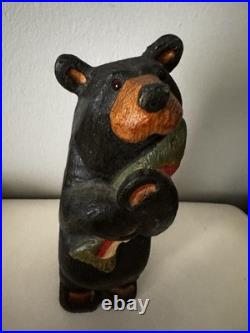 Big Sky Carvers Jeff Fleming 12 Wood Carved Black Bear with Fish Hand Painted