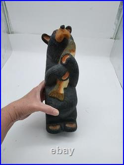 Big Sky Carvers Jeff Fleming 12 Wood Carved Black Bear with Fish Hand Painted