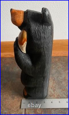 Big Sky Carvers Jeff Fleming 12 Wood Carved Black Bear with Fish Hand Painted