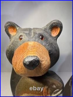Big Sky Carvers Jeff Fleming 15 & 9Wood Bear with Salmon Fish & Overalls