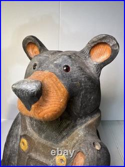 Big Sky Carvers Jeff Fleming 15 & 9Wood Bear with Salmon Fish & Overalls