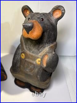 Big Sky Carvers Jeff Fleming 15 & 9Wood Bear with Salmon Fish & Overalls