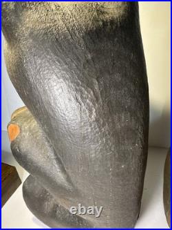 Big Sky Carvers Jeff Fleming 15 & 9Wood Bear with Salmon Fish & Overalls