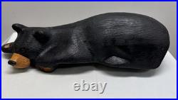 Big Sky Carvers Jeff Fleming 21 Solid Wood Lounging Black Bear Shelf Sitter