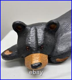 Big Sky Carvers Jeff Fleming 21 Solid Wood Lounging Black Bear Shelf Sitter