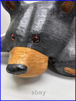 Big Sky Carvers Jeff Fleming 21 Solid Wood Lounging Black Bear Shelf Sitter