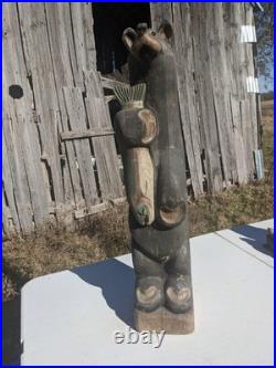 Big Sky Carvers Jeff Fleming 32.5 Standing Bear withFish SEE PHOTOS
