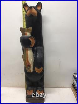 Big Sky Carvers Jeff Fleming 32.5 Standing Bear withTrout Western Pine Sculpture Big Sky Carvers Jeff Fleming 32.5 Standing Bear withTrout Western Pine Sculpture