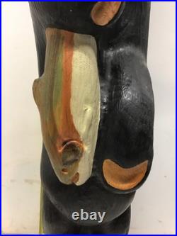 Big Sky Carvers Jeff Fleming 32.5 Standing Bear withTrout Western Pine Sculpture Big Sky Carvers Jeff Fleming 32.5 Standing Bear withTrout Western Pine Sculpture