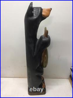 Big Sky Carvers Jeff Fleming 32.5 Standing Bear withTrout Western Pine Sculpture Big Sky Carvers Jeff Fleming 32.5 Standing Bear withTrout Western Pine Sculpture