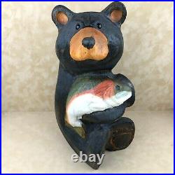 Big Sky Carvers Jeff Fleming Bear with Fish Jackson Hand-Carved 15 Wood Sculpture