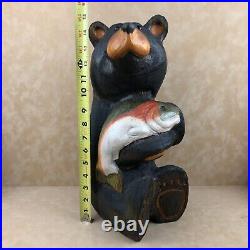 Big Sky Carvers Jeff Fleming Bear with Fish Jackson Hand-Carved 15 Wood Sculpture