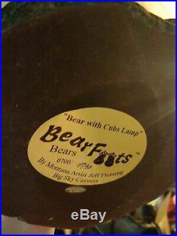 Big Sky Carvers Jeff Fleming Bearfoots Black Bear Cubs Log Lamp & Shade