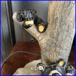 Big Sky Carvers Jeff Fleming Bearfoots Black Bear & Cubs Reading Table Lamp