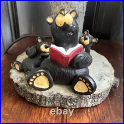 Big Sky Carvers Jeff Fleming Bearfoots Black Bear & Cubs Reading Table Lamp