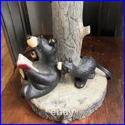 Big Sky Carvers Jeff Fleming Bearfoots Black Bear & Cubs Reading Table Lamp