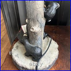 Big Sky Carvers Jeff Fleming Bearfoots Black Bear & Cubs Reading Table Lamp