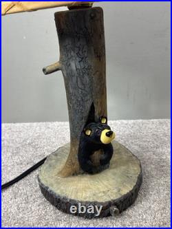Big Sky Carvers Jeff Fleming Bearfoots Black Bear In Log Table Lamp Cabin Decor