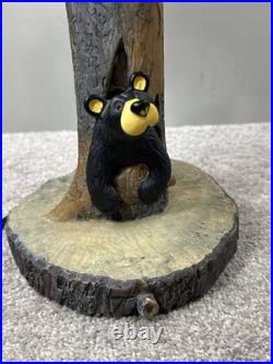 Big Sky Carvers Jeff Fleming Bearfoots Black Bear In Log Table Lamp Cabin Decor