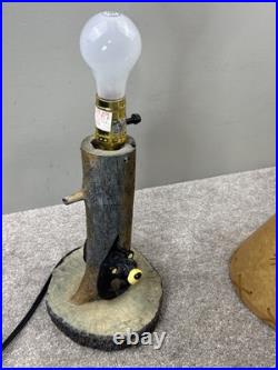 Big Sky Carvers Jeff Fleming Bearfoots Black Bear In Log Table Lamp Cabin Decor