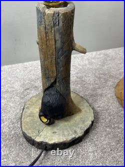 Big Sky Carvers Jeff Fleming Bearfoots Black Bear In Log Table Lamp Cabin Decor