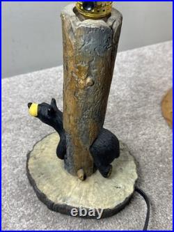 Big Sky Carvers Jeff Fleming Bearfoots Black Bear In Log Table Lamp Cabin Decor