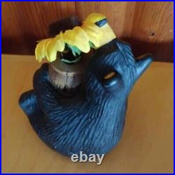 Big Sky Carvers Jeff Fleming Bearfoots Missy Black Bear Sunflower Vase Figurine