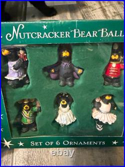 Big Sky Carvers Jeff Fleming Bearfoots Nutcracker Bear Ornaments, 6pc Christmas