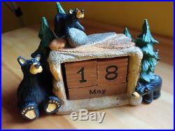 Big Sky Carvers Jeff Fleming Bearfoots Perpetual Black Bear Calendar Figurine