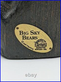 Big Sky Carvers Jeff Fleming Bearfoots Sign Holder Wood Pine Carved Black Bear