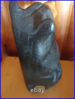 Big Sky Carvers Jeff Fleming Bearfoots Wood Carved Black Bear Holder Sculpture