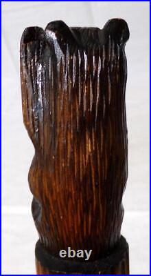 Big Sky Carvers Jeff Fleming Carved Wood Bear Walking Stick Cane