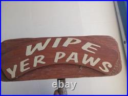 Big Sky Carvers Jeff Fleming Roy Bear Wipe Yer Paws Sign Solid Wood 19.5