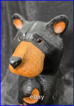 Big Sky Carvers Jeff Fleming Sitting Black Bear Wood Carved Statue 15 Inch