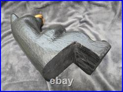 Big Sky Carvers Jeff Fleming Sitting Black Bear Wood Carved Statue 15 Inch